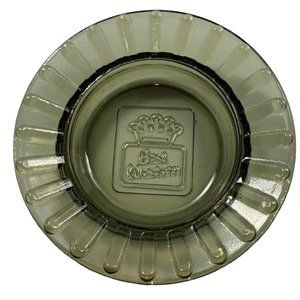 Best Western Ashtray Smoked Glass Vintage Advertising Hotel Room Decor Round